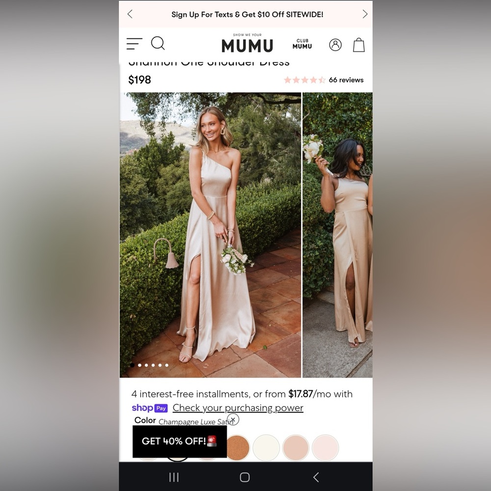 Show me your Mumu Shannon One Shoulder - Champagne Luxe Satin - XL